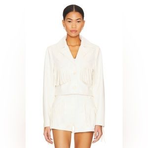 Revolve - Selena Fringe Jacket - Color: Bone/Off-White